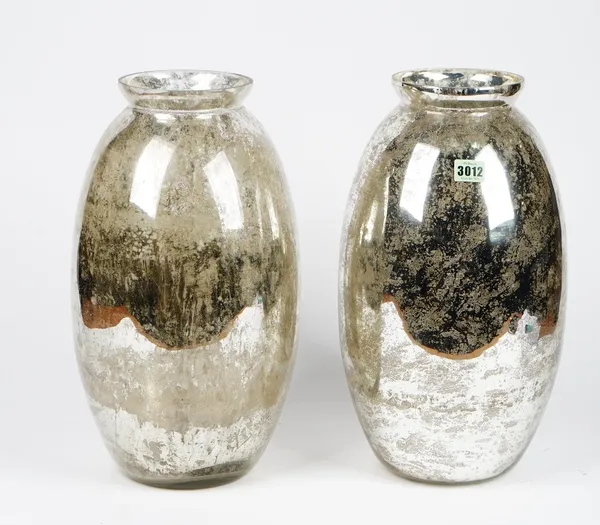A pair of West Elm mercurial glass vases. 43cm tall x 25cm wide