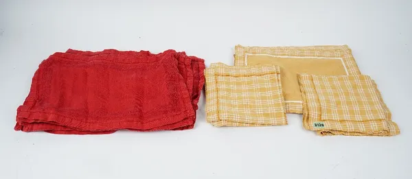 Sets of coloured napkins, including three check pattern sets by William Yeoward and other table mats (qty).