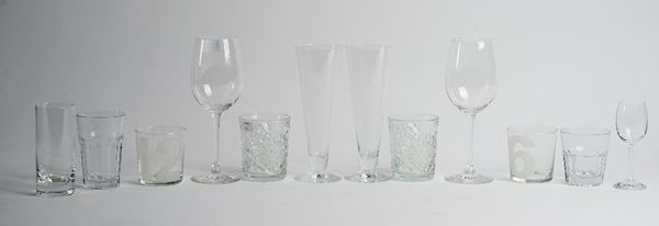 A collection of glassware including a decanter and Schott Zwiesel glasses (qty).