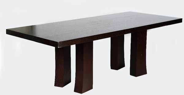 A rectangular wooden table on block supports, 225cm long x 96cm wide.