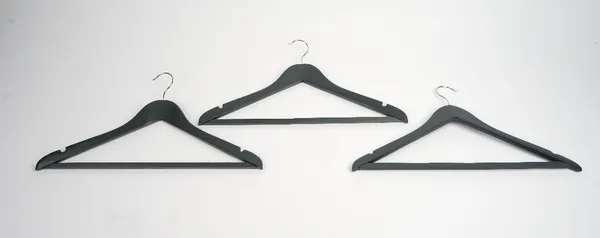 A quantity of grey painted wooden coat hangers (qty).