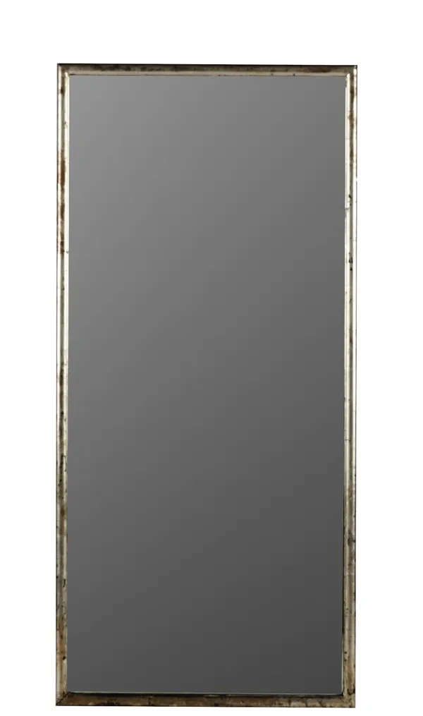 A rectangular wall mirror with a silvered frame, 53cm wide x 115cm high.