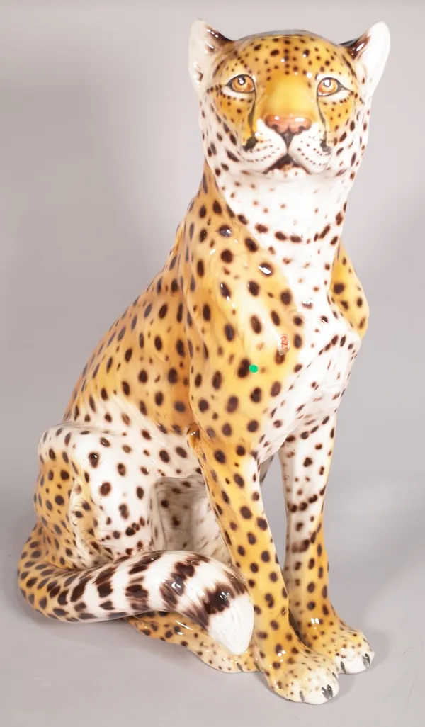 Runzan; a large 20th century ceramic model of a leopard, 64cm high.   C1