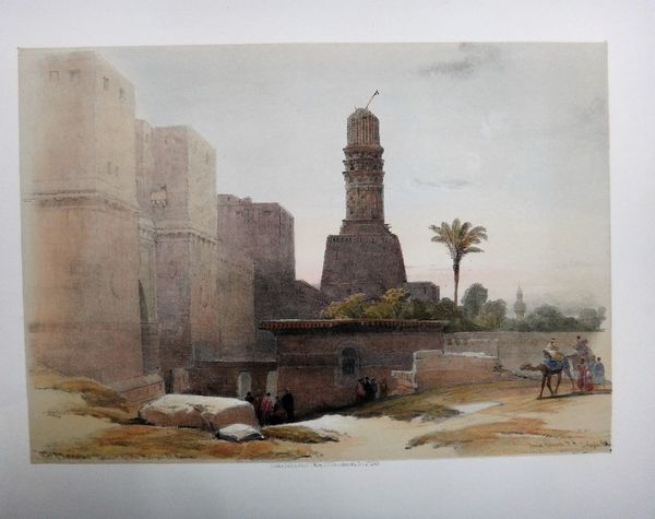 After David Roberts, Bab en Nasir, or gate of Victory, Cairo; Ashdod; Scene of the quay of Suez; General view of Kalabshee, Nubia; Lower pool of Siloa