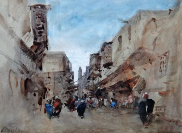 Hercules Brabazon Brabazon (1821-1906), Street scene, Boulas, watercolour, signed and inscribed, 18.5cm x 24.5cm.