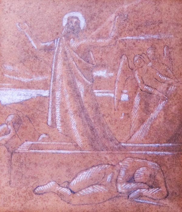 Attributed to William Dyce (1806-1864), The Resurrection, pencil and white chalk on brown paper, 15cm x 12.5cm.