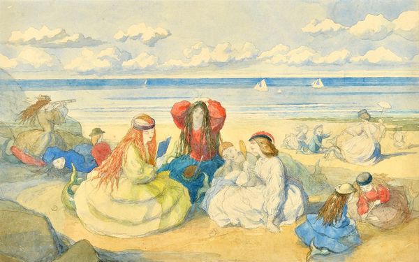 Charles Altamont Doyle (1832-1893), Mermaids on the shore, watercolour over pencil, 21.5cm x 34.5cm.