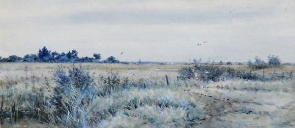 Robert Winter Fraser (1872-1930), Hickling, Norfolk, watercolour, signed and inscribed, 24cm x 53cm.