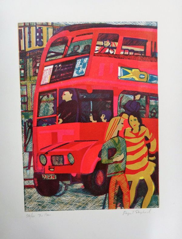 Rupert Shepherd (1909-1992), The Bus; Policeman; Putney Reach; The Serpentine, four colour lithographs, and a numbered fronticepiece, all signed, insc