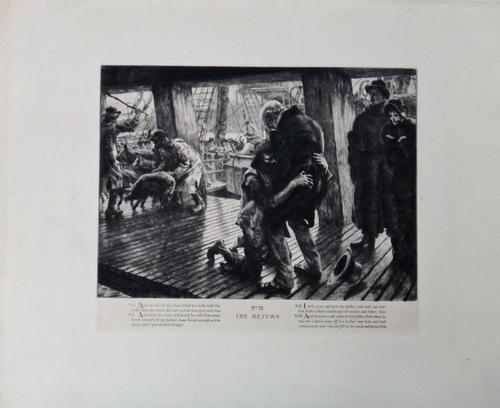 James Jacques Joseph Tissot (1836-1902), The Return, one plate from the set of four 'The Prodigal Son of Modern Life' unframed, 31cm x 37cm.