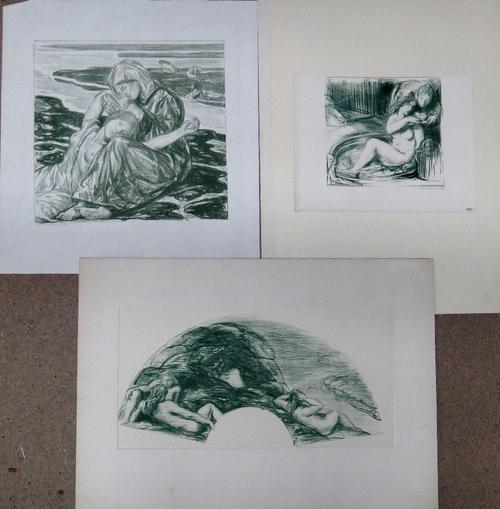 A group of assorted prints, including works after Amanda Rassemfosse, Charles Shannon, Lucien Levy-Dhurmez, Alexander Lunois and an oil sketch of figu