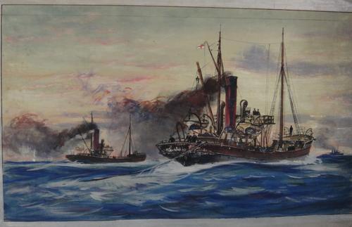 Circle of Samuel John Milton Brown, Vessels at sea, gouache, unframed, 20cm x 33.5cm. CAB