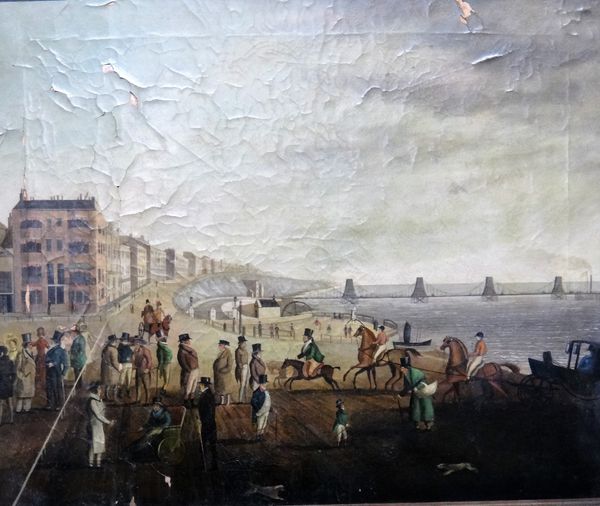 English Provincial School (19th century), View of Brighton seafront near the Chain Pier, oil on canvas, 61cm x 75cm.