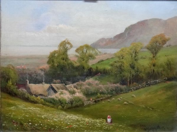 Walter Goldsmith (1860-1931), Springtime, Porlock, Somerset, oil on canvas, signed and dated '17, inscribed on reverse, 30cm x 40cm.