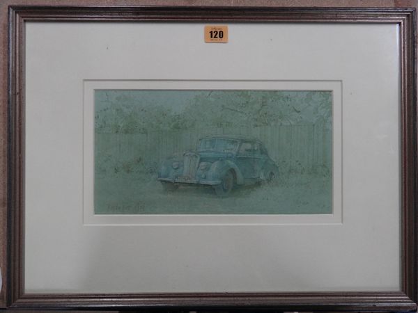 Dennis Roxby Bott (b.1948), A split windscreen Riley, watercolour, signed, 16cm x 31.5cm.