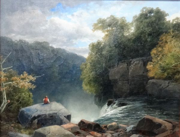 James Burrell Smith (1822-1897), River Dart, Devon; Falls, Sgwd yr Eira, Hepste River, Brecon, South Wales, a pair, oil on canvas, both signed, each 3