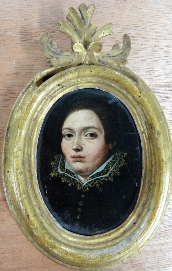 Continental School (probably 18th century), Portrait miniature of a lady, oil on copper, oval, 7.5cm x 5.5cm.