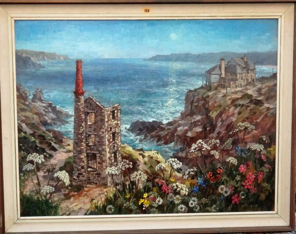 Michael Cadman (1920-2010), Rinsey Head and Wheal Prosper, oil on canvasboard, signed, inscribed and dated 1973, 75cm x 100cm. ARR B1