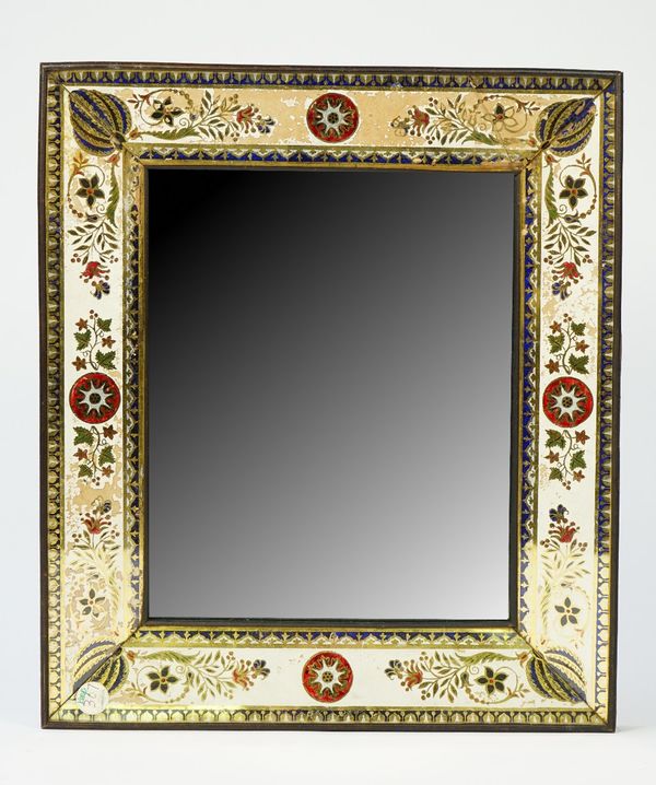 A 19th century rectangular wall mirror with a wide gilt foliate decorated border, 38cm x 33cm.