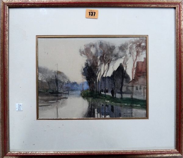 Alick G. Horsnell (d.1916), The Canal, Middlebay, watercolour, signed, inscribed on label verso, 20cm x 27cm.