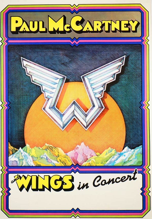 Five vintage music posters; Paul McCartney and 'Wings in Concert', circa 1975, lithograph in colours, 76cm x 51cm, rolled, (5). 10