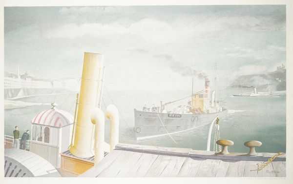 Ten copies; Felix Kelly 'Drifter and Paddle steamers, lithograph in colours printed by The Baynard Press for School prints Ltd, London 75cm x 49cm, ro