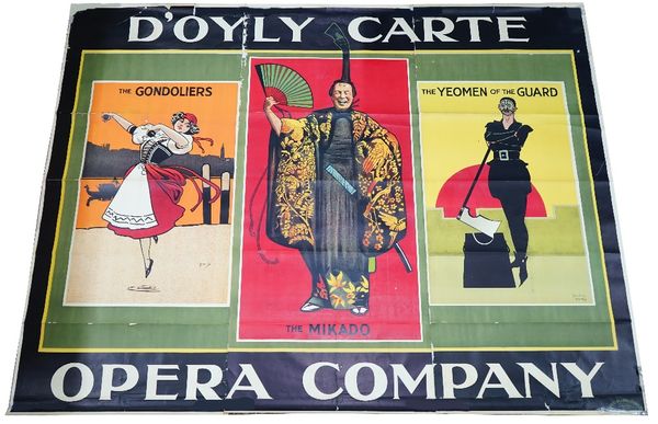 Dudley Hardy (1867-1922) and John Hassall (1868-1948), three sheet bill board poster; D'Oyly Carte Opera company', Mikado circa 1885, lithograph in co