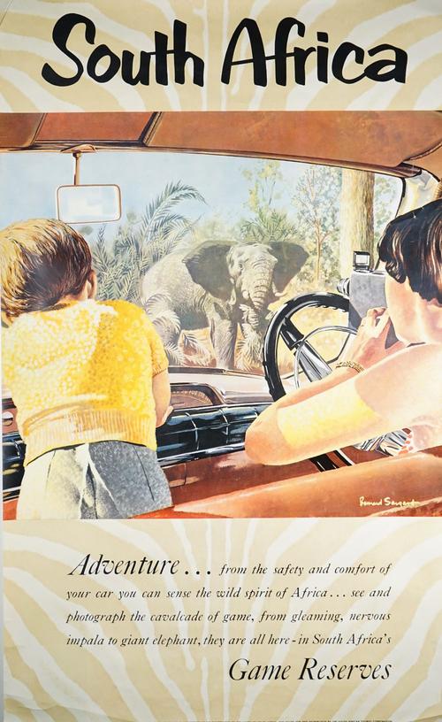 Bernard Sargent 'South Africa' tourism poster circa 1958, printed in Holland by Rotogravue, Leiden, lithograph in colours, 101cm x 61cm rolled.