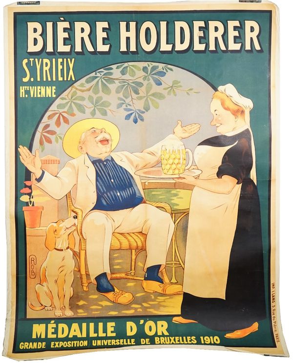 Biere Holderer, St Yrieix Hte. Vienne, Medaille d'or Grand exposition Universelle de Bruxelles 1910, French poster, lithograph in colours, IMP Lang, 3