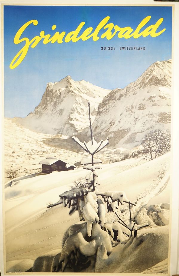 E.Schudel, Grindelwald, Switzerland, Swiss tourism poster, circa 1960, lithograph in colours, 103cm x 64cm, laid to linen.