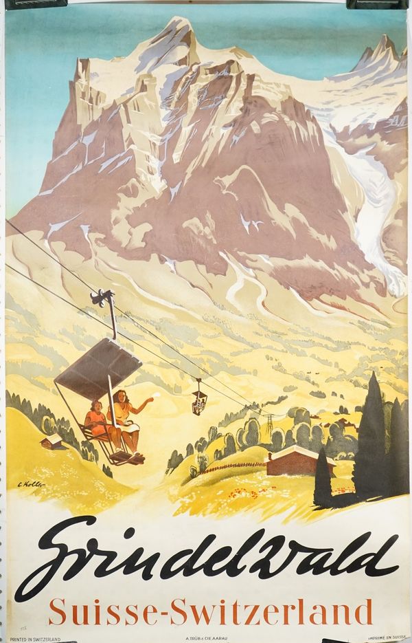 Louis Koller, (Swiss 1904-1978) Grindelwald Suisse- Switzerland, tourism poster, circa 1950, lithograph in colours, A.Trub and Cie Aarau, 101cm x 64cm