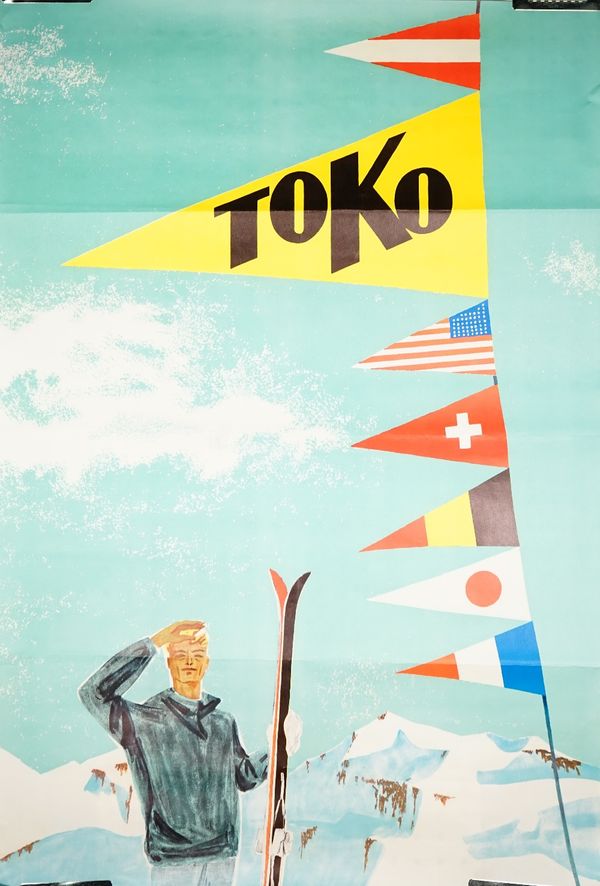 Toko Ski Wax, advertising poster, circa 1950, lithograph in colours, 97cm x 66cm, rolled. 10