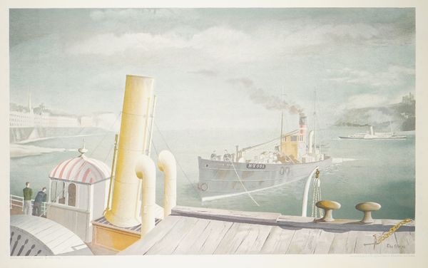 Ten copies; Felix Kelly 'Drifter and paddle steamers', lithograph in colours printed by The Baynard Press for School prints Ltd, London, 76cm x 49cm,