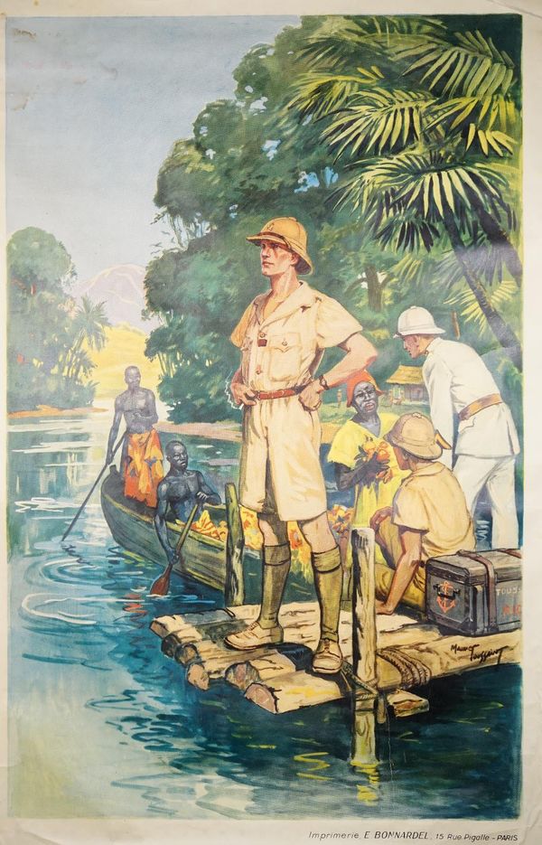 Maurice Toussaint, rare pre-printed poster depicting troops from the colonies, lithograph in colours,'Imprimerie, E.Bonnardel, 15 Rue Pigalle, Paris',