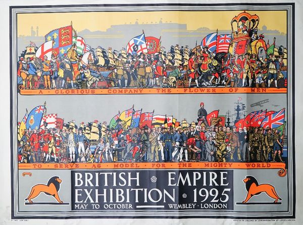 R.T.Cooper, 'British Empire Exhibition 1925', lithograph in colours, printed by John Waddington Ltd, 126cm x 100cm, rolled.