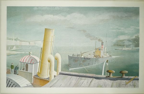 Ten copies ; Felix Kelly, 'Drifter & Paddle Steamers' lithograph in colours printed by the Baynard Press for School prints Ltd, London, 76cm x 49cm, (