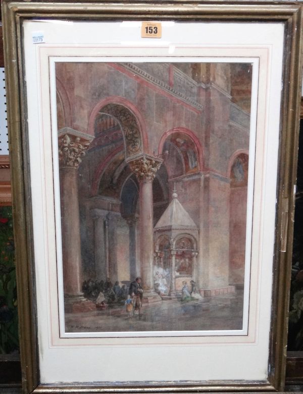 W. W. Drane (19th century), Cathedral interior, watercolour, signed and dated 1871, 44cm x 30cm. C1