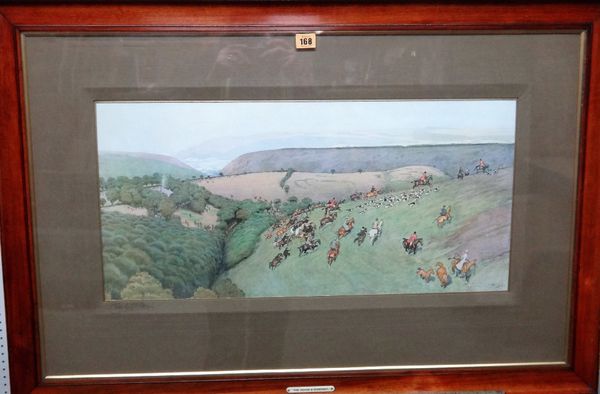 Cecil Aldin (1870-1935), The Devon & Somerset; The Quorn, a pair of colour prints, both signed on mount, each 32cm x 67cm.(2)