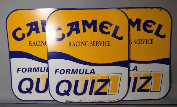 A pair of 20th century 'Camel' advertising signs, each 78cm wide x 92 high, (2). ROST