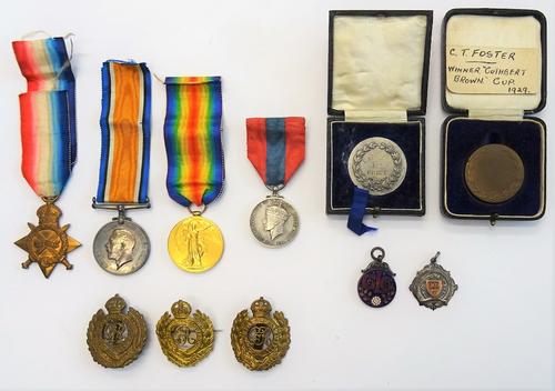 A 1914-15 Star to 70068 SPR:C.T.FOSTER. R.E., a 1914-18 British War Medal and a 1914-19 Victory Medal to 70068 SPR.C.T.FOSTER. R.E., The Imperial Serv