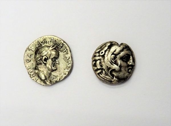 Ancient Greece, Macedon, Alexander the Great (336-323 BC), silver Drachm, bust of Herakles right, rev. Zeus enthroned, 3.9g and a Rome Vespasian (AD 6