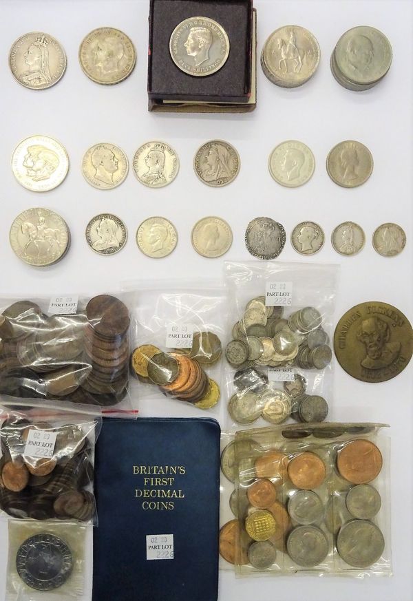 A collection of mostly British coins, including; a Victoria Jubilee head crown 1890, a George V Silver Jubilee crown 1935, a George VI Festival of Bri