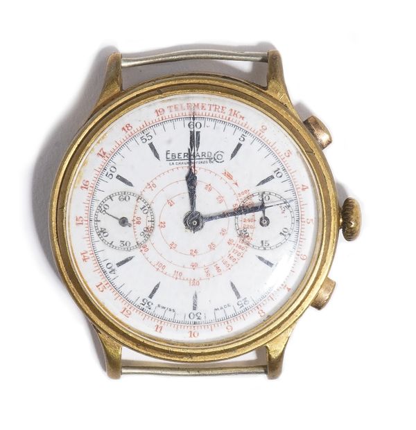 An Eberhard & Co formerly gilt metal cased gentleman's chronograph wristwatch, with a signed jewelled movement, detailed Swiss Made, numbered within t