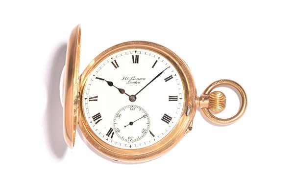 A J. W. Benson, London 9ct gold cased, keyless wind, half hunting cased gentleman's pocket watch, the gilt jewelled lever movement detailed The Ludgat