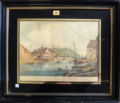 A quantity of assorted pictures and prints, including; a hand coloured engraving of Stoke Bridge, Ipswich (from the collection of the late Sir John Mi