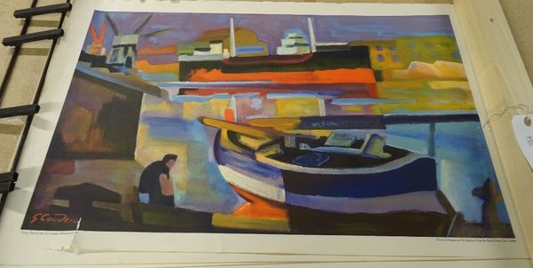 Gabrielle Couderc, Cargo Ship in sete,lithograph in colours, printed by The Baynard Press for School Prints Ltd, London, 76cm x 49.5cm, rolled, (large