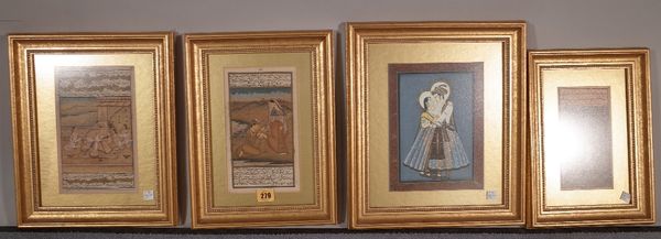 A group of four Indian miniature paintings, each painted with lovers, framed and glazed, (4).  E4