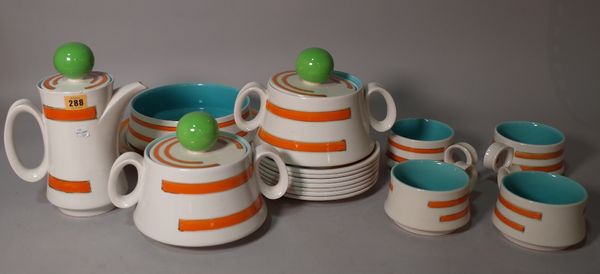 Mancer; a 20th century part diner service with orange stripe decoration, (qty). S6M