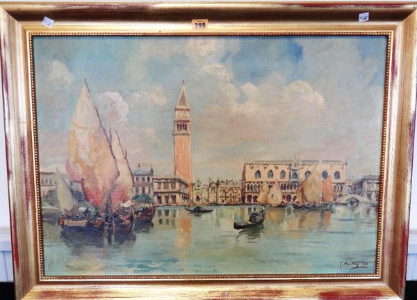 L. Montago, Venice, oil on canvas laid on board, signed and dated 1931, 47.5 x 68 cm. E1