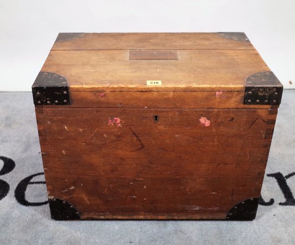 An early 20th century oak and iron bound silver chest, 53cm wide x 39cm high.  B2